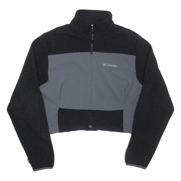 COLUMBIA Tall Cropped Womens Fleece Black 1/4 Zip XL