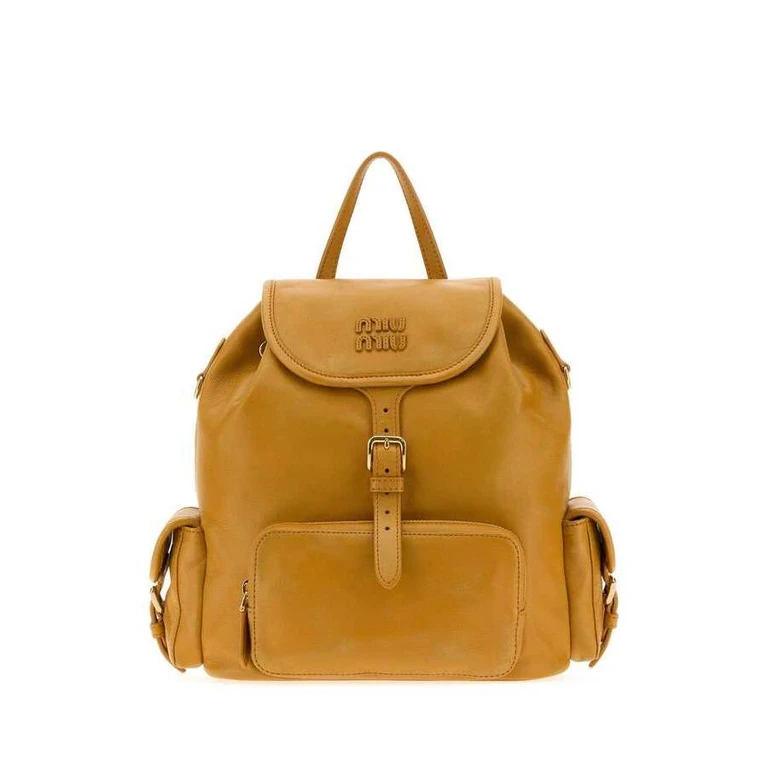 Mustard Nappa Leather Backpack Whisky Zaini
