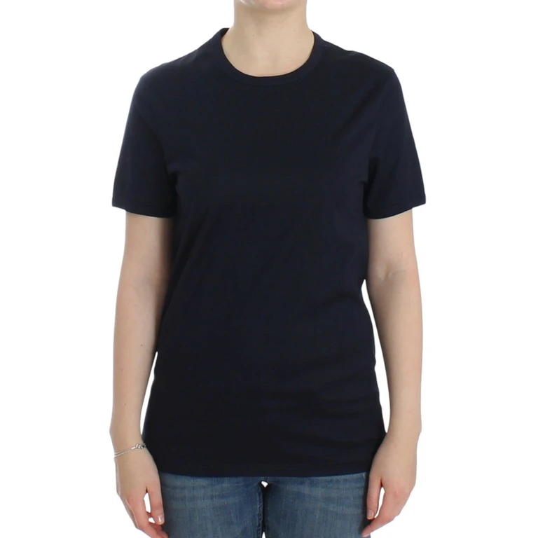 Ermanno Scervino Lingerie Blue Crewneck Cotton Logo T-Shirt - Women