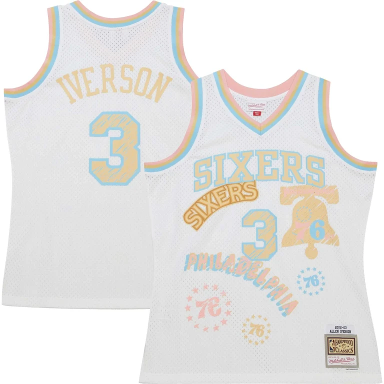 Men's Sidewalk Sketch Swingman Jersey 76Ers 2002 Allen Iverson Jerseys