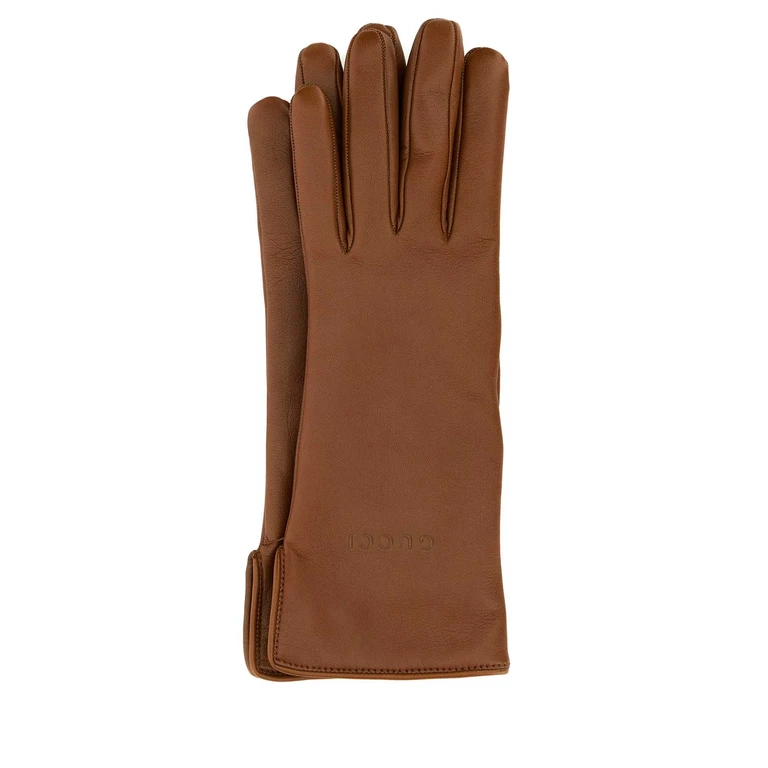 Gucci Caramel Leather Gloves Brown Guanti - Women