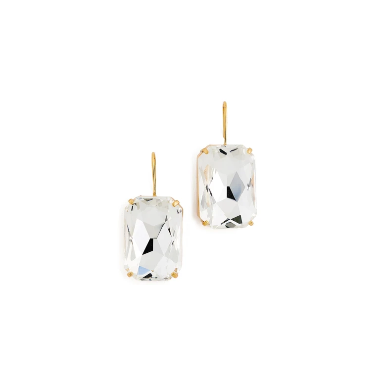 Stone Fishhook Earrings Faceted Crystal One Size