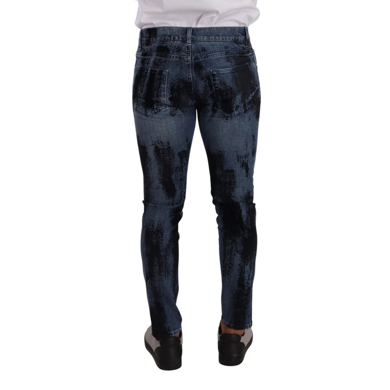 Dolce & Gabbana Blue Black Cotton Skinny Denim Jeans Elastane Clothing - Men