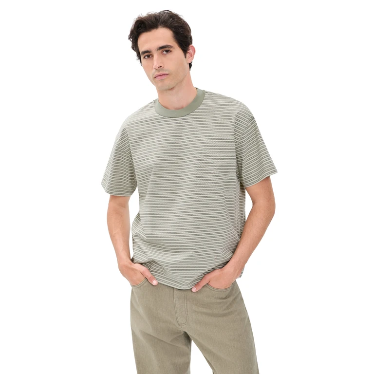 NN07 Lionel Striped Tee Green Stripe XL