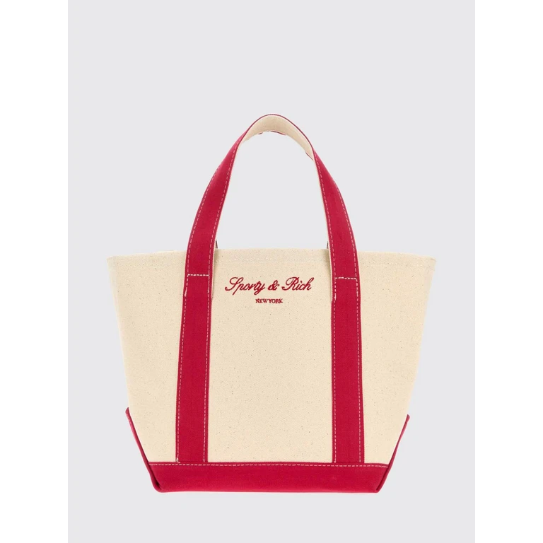 Cotton Canvas Handbag with Embroidered Logo (BA010710329BE27NATURALRUBY)