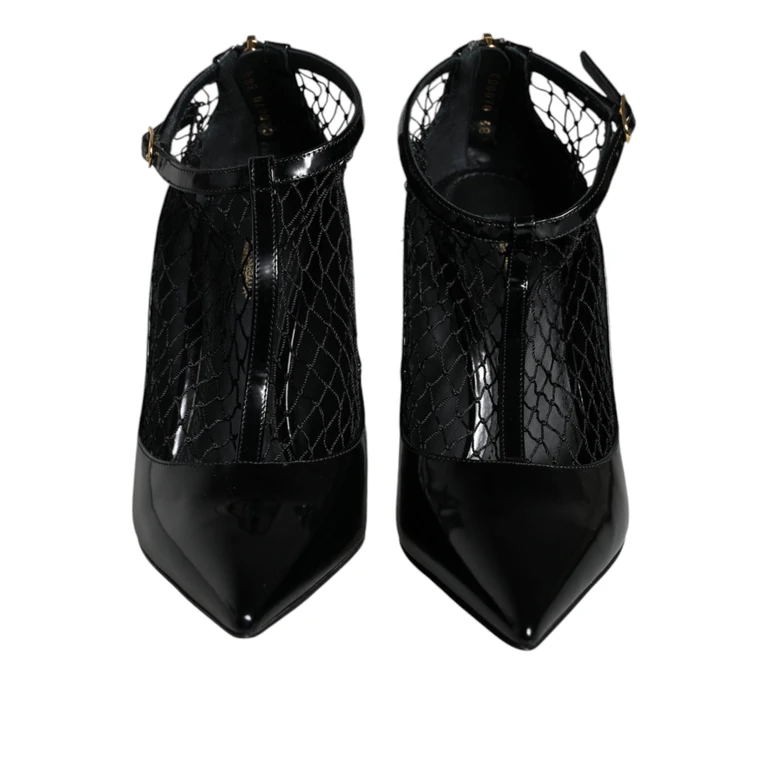Dolce & Gabbana Black Mesh Patent Leather Heels Pumps Shoes - Women