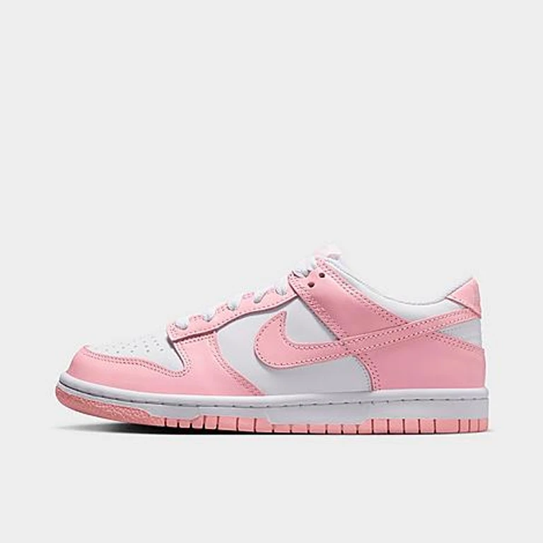 Nike Big Kids Dunk Low Casual Shoes in White/White/White Size: 3.5