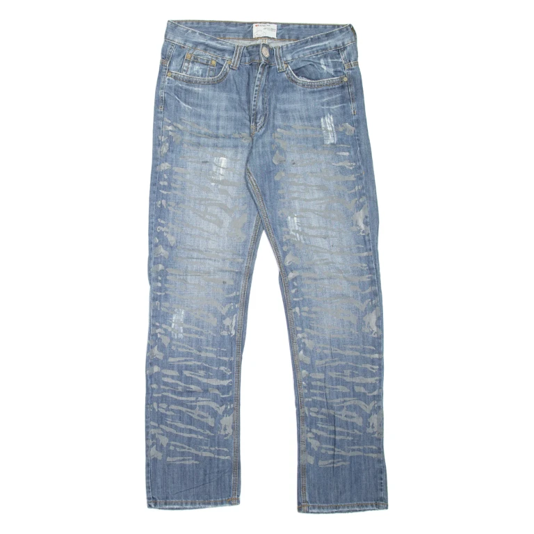 JEANSTAR Mens Jeans Blue Regular Straight Stone Wash W36 L33