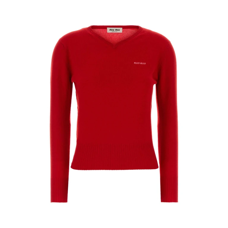 Miu Miu Red Cashmere Sweater Rosso Exterior: Maglieria - Women