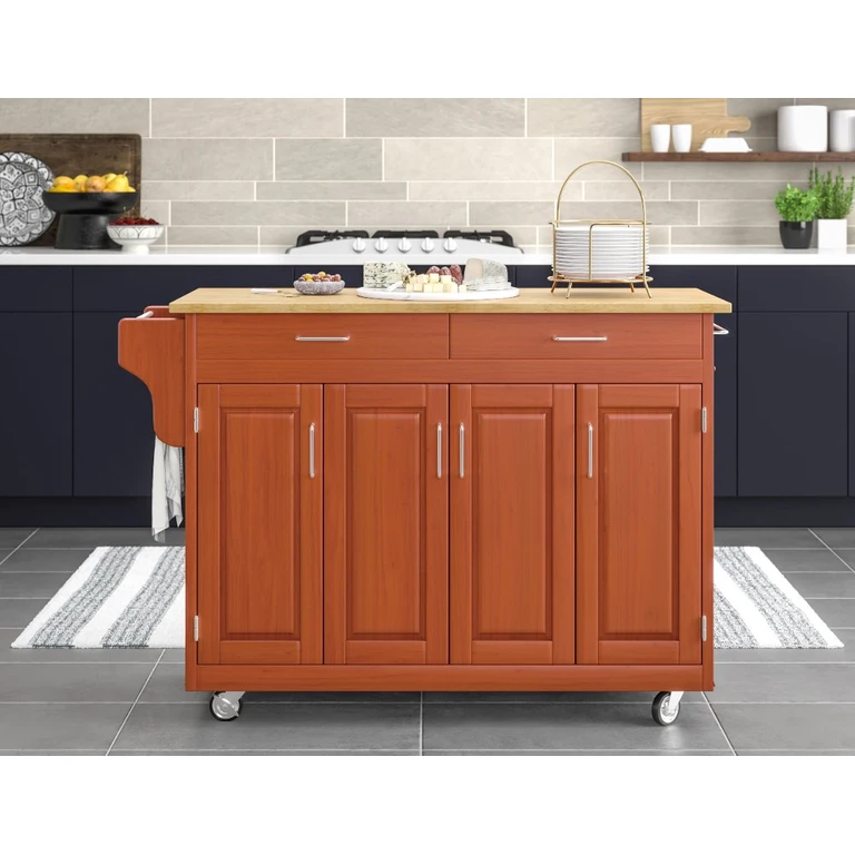 Create-A-Cart Brown Kitchen Cart with Hardwood Top