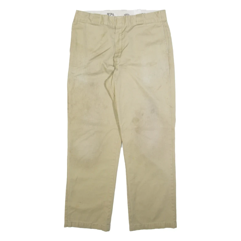 DICKIES 874 Workwear Mens Trousers Beige Regular Straight W34 L30