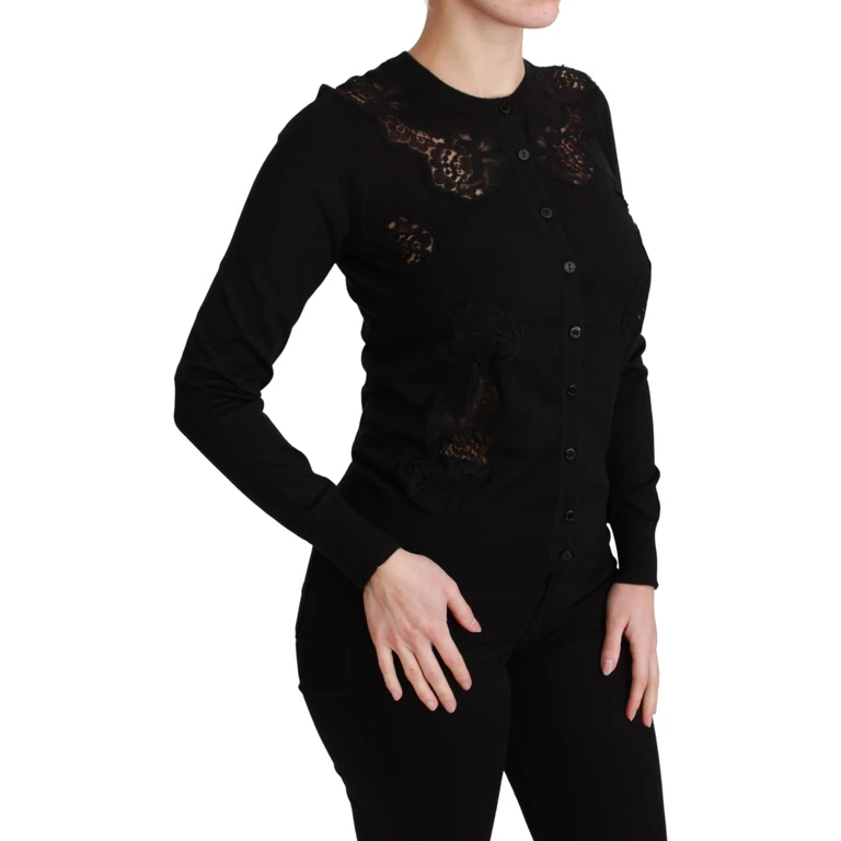 Dolce & Gabbana Black Cashmere Lace Cardigan Sweater Clothing - Women