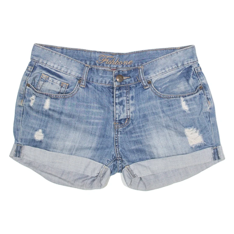 FISHBONE Womens Denim Shorts Blue L W34