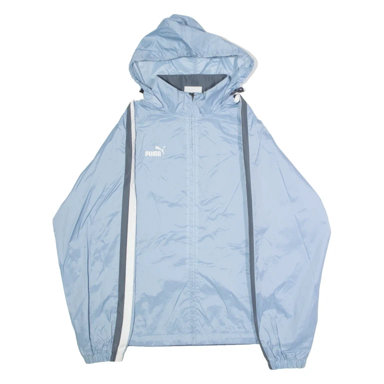 PUMA Kerzers Lauf Mens Windbreaker Jacket Blue Nylon Hooded S