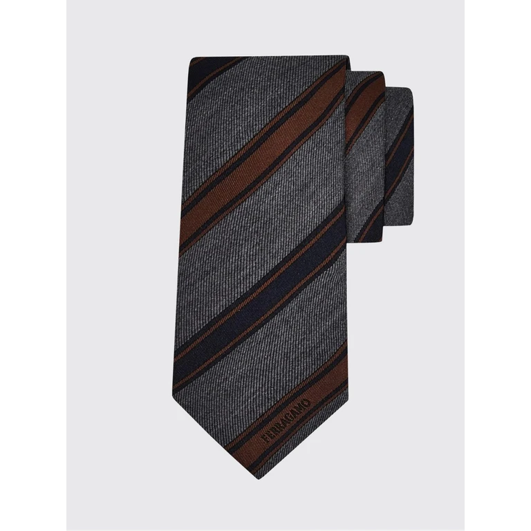 Bicolor Striped Silk Tie with Jacquard Logo (789286FB)