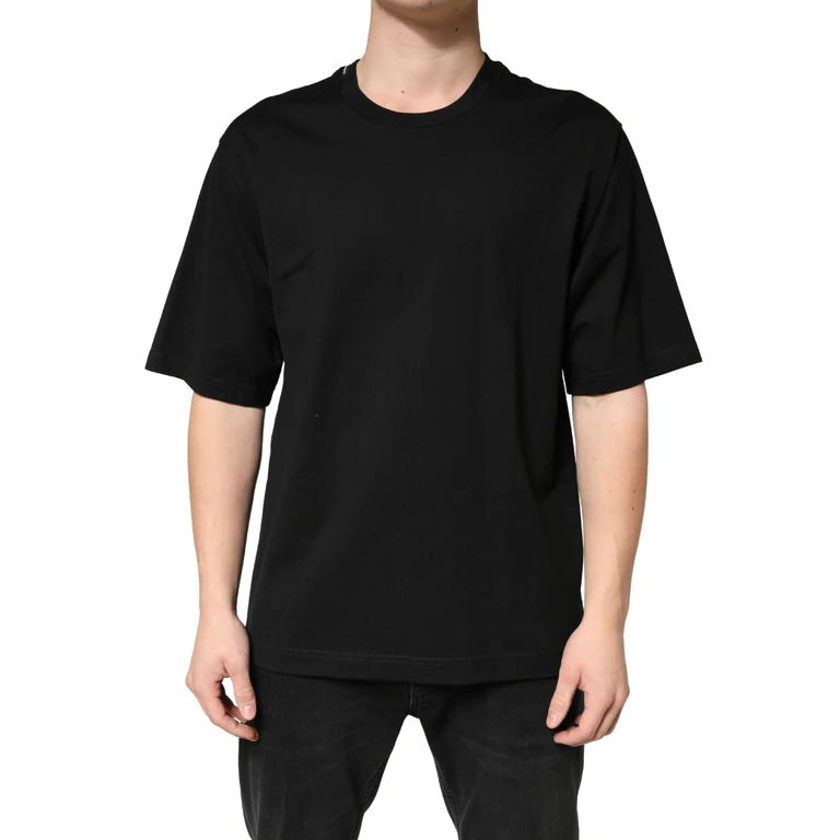 Dolce & Gabbana Black Cotton Crewneck Short Sleeve T-Shirt - Men