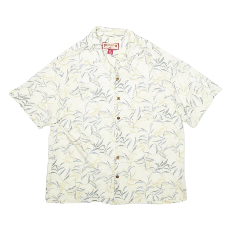 CARIBBEAN JOE Mens Hawaiian Shirt White Crazy Pattern L