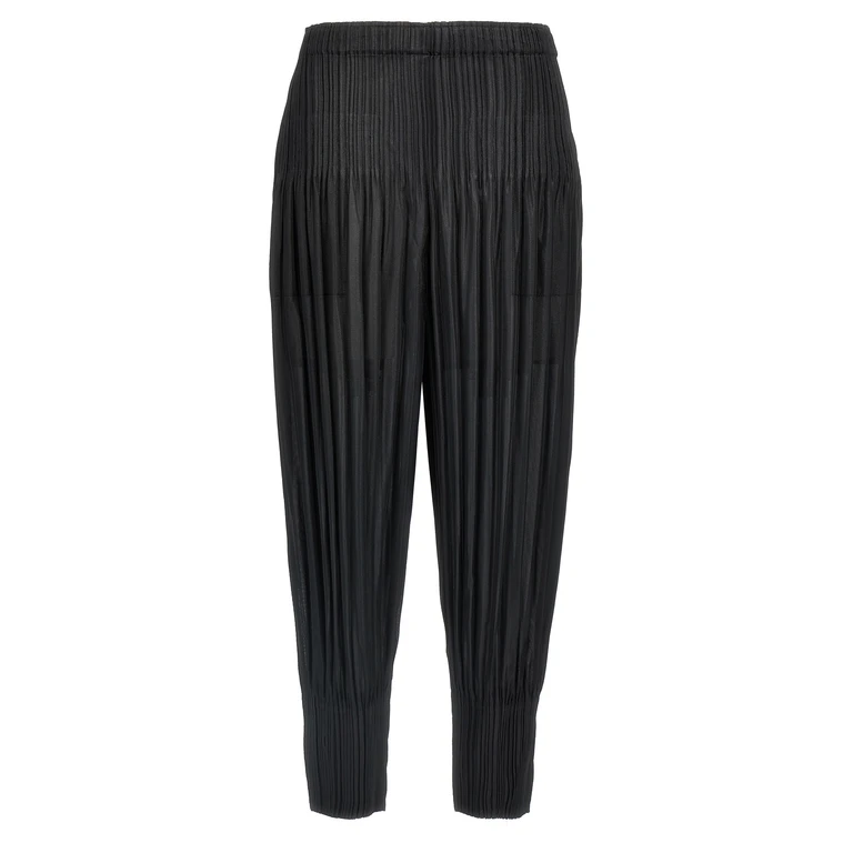 Pleats Please Issey Miyake Black Polyester Casual Pants - Women