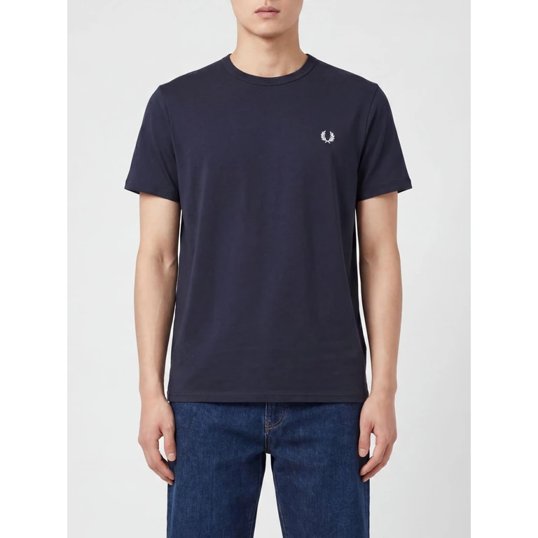 Slim Fit Cotton Crew Neck T-Shirt with Embroidered Logo (FPM351958608)