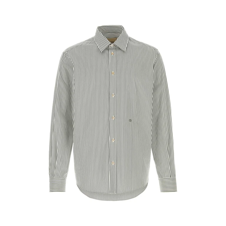Valentino Garavani Embroidered Poplin Shirt Avorioverde Camicie - Men