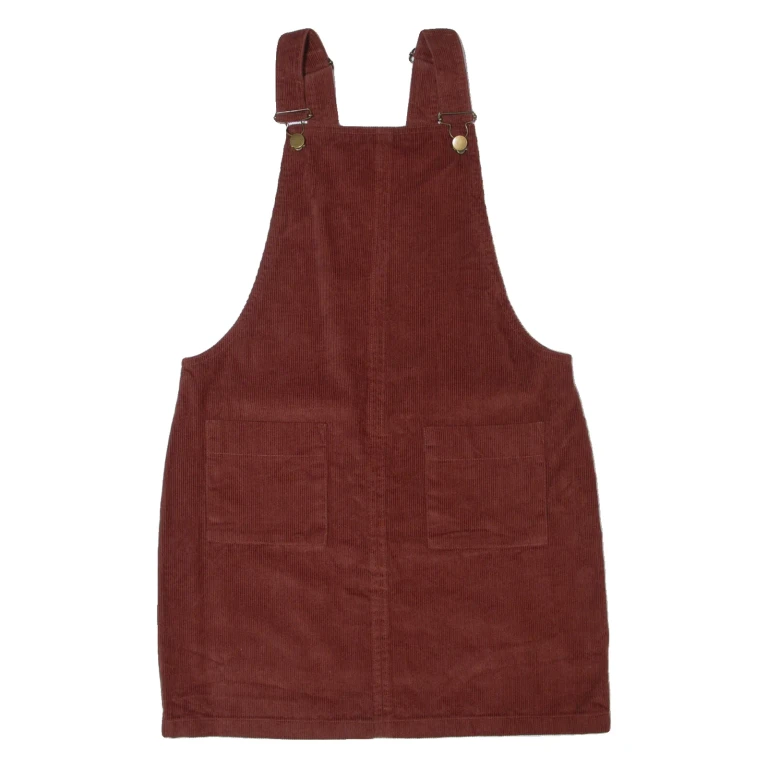 GEORGE Womens Dungaree Dress Brown Corduroy Sleeveless Short S