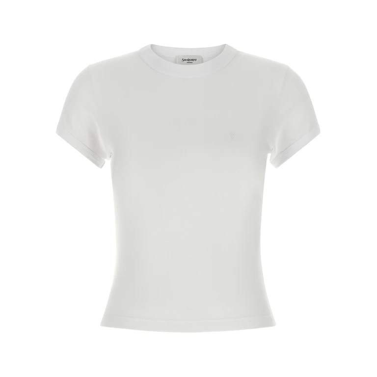 Saint Laurent White Cotton T-Shirt - Women