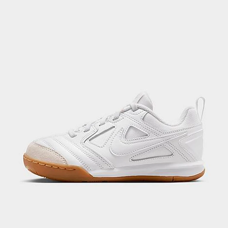 Nike Little Kids Gato Stretch Lace Casual Shoes in White/Gum Light Brown/White Size: 8.0