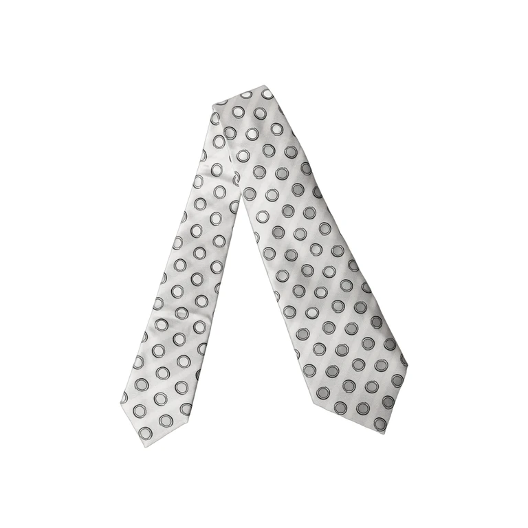 Dolce & Gabbana White Gray Polka Dot Silk Adjustable Women Necktie Tie - Women
