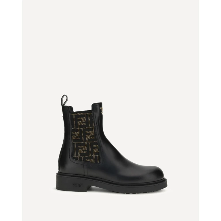 Bottines Fendi FF en cuir et tissu