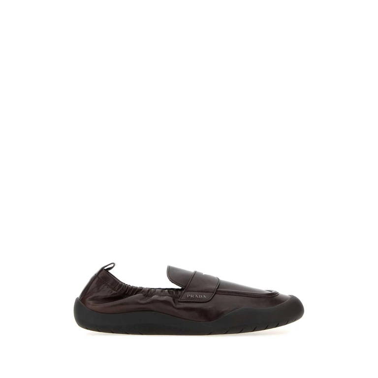 Prada Dark Brown Leather Speedrock Loafers Moro Mocassini - Men
