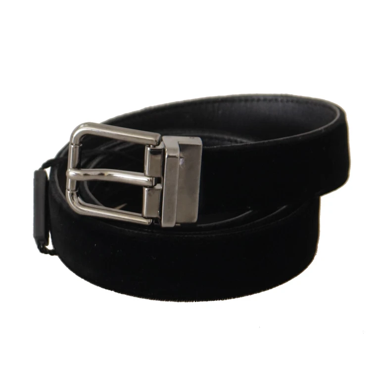 Dolce & Gabbana Black Cotton Silver Tone Metal Buckle Belt - Men