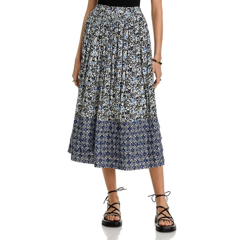 Area Stars Blue Vine Midi Skirt