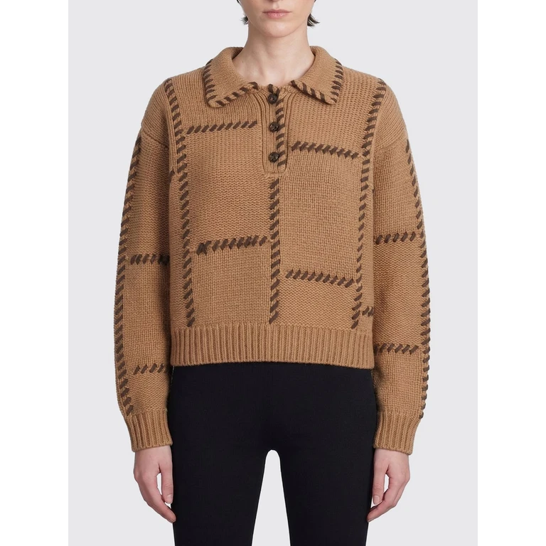 Wool and Cashmere Knit Polo Shirt with Stitching (WS26KSW021CAML)