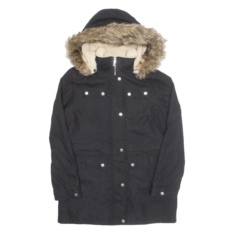 NAUTICA Womens Parka Coat Black Hooded S