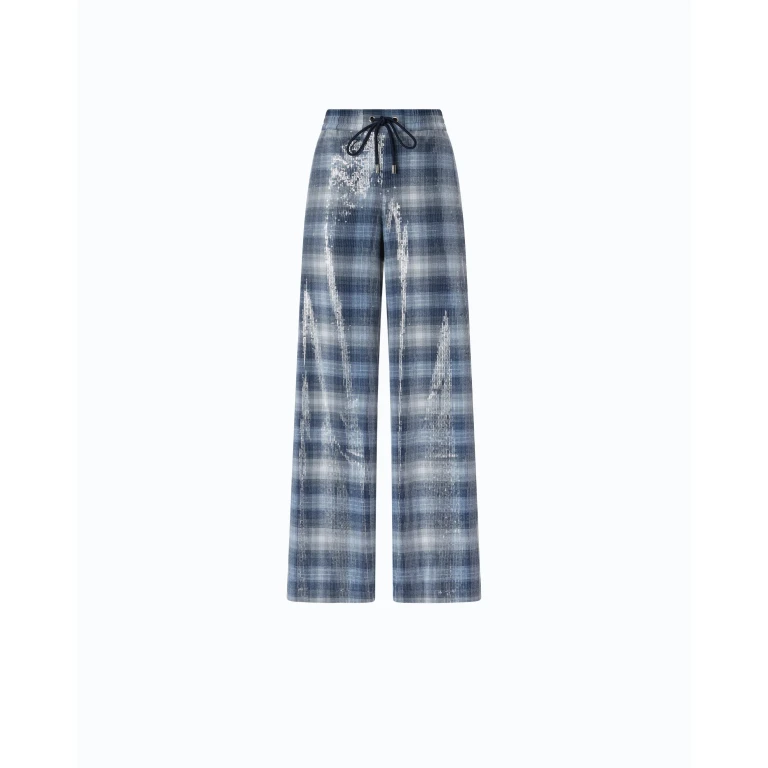 Pantalon palazzo à carreaux et paillettes - XS