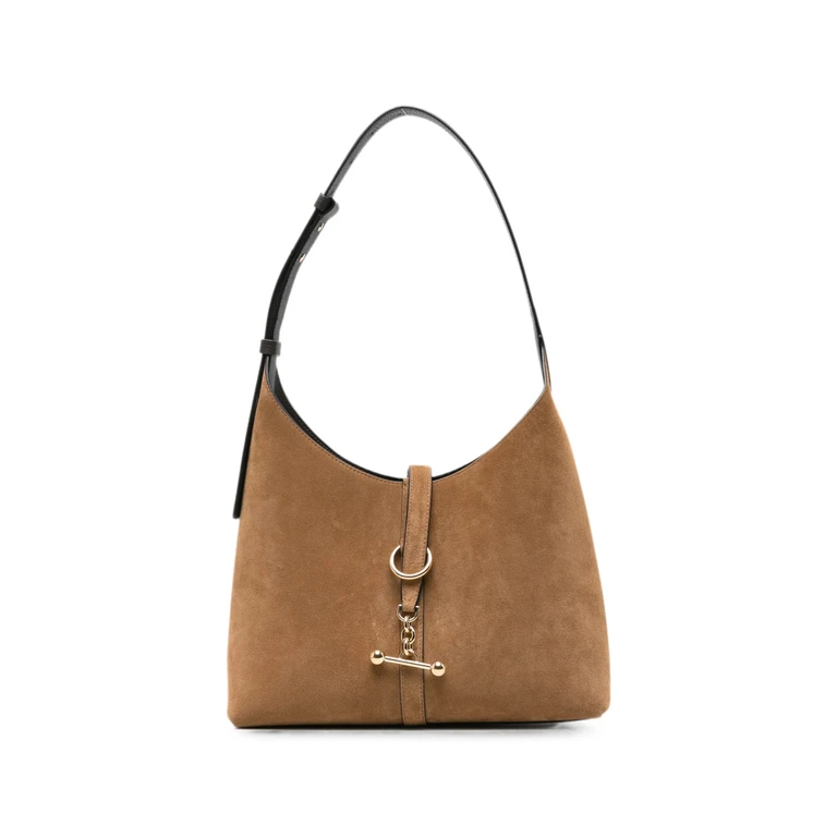 Bar-detail Suede Shoulder Bag