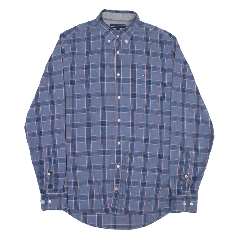 TOMMY BAHAMA Mens Shirt Blue Check Long Sleeve S