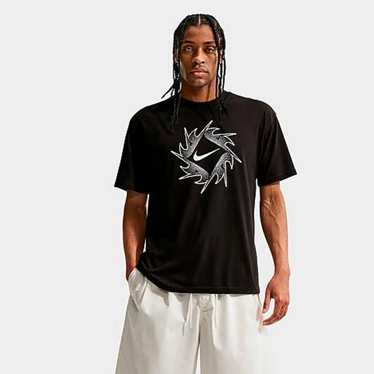 Nike Men's Sportswear Sunburst Swoosh T-Shirt in Black Size: XS
