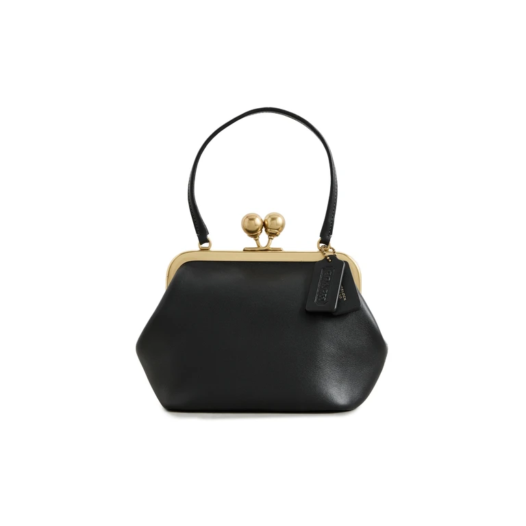 Coach Glovetanned Leather Kisslock Frame Bag Black One Size