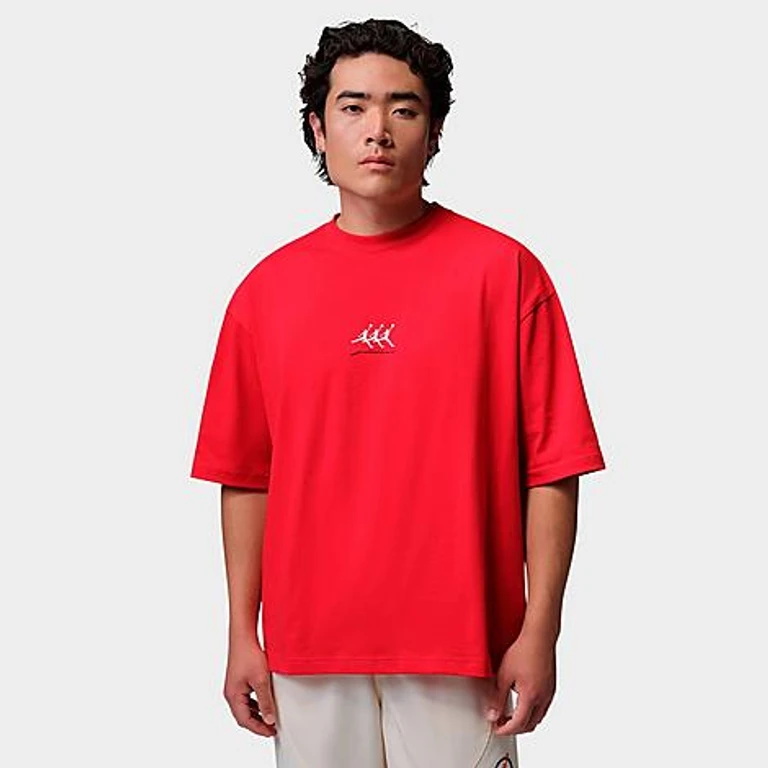 Nike Men's Jordan Flight Graphic Oversized T-Shirt in White/University Red Size: XS