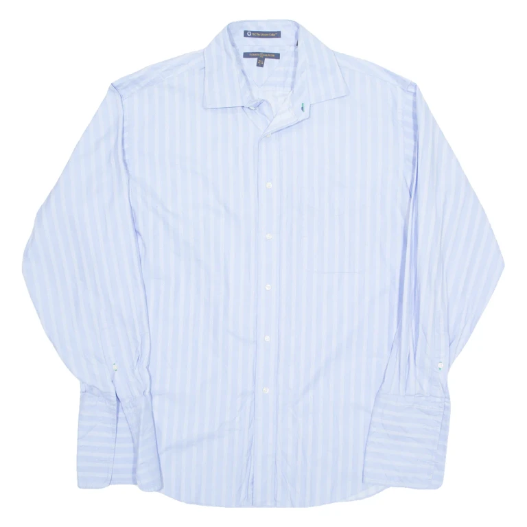 TOMMY HILFIGER Mens Shirt Blue Striped Long Sleeve L