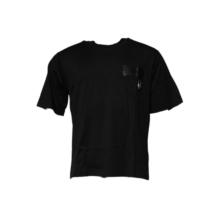 Dolce & Gabbana Black Logo Patch Cotton Crew Neck T-Shirt - Men