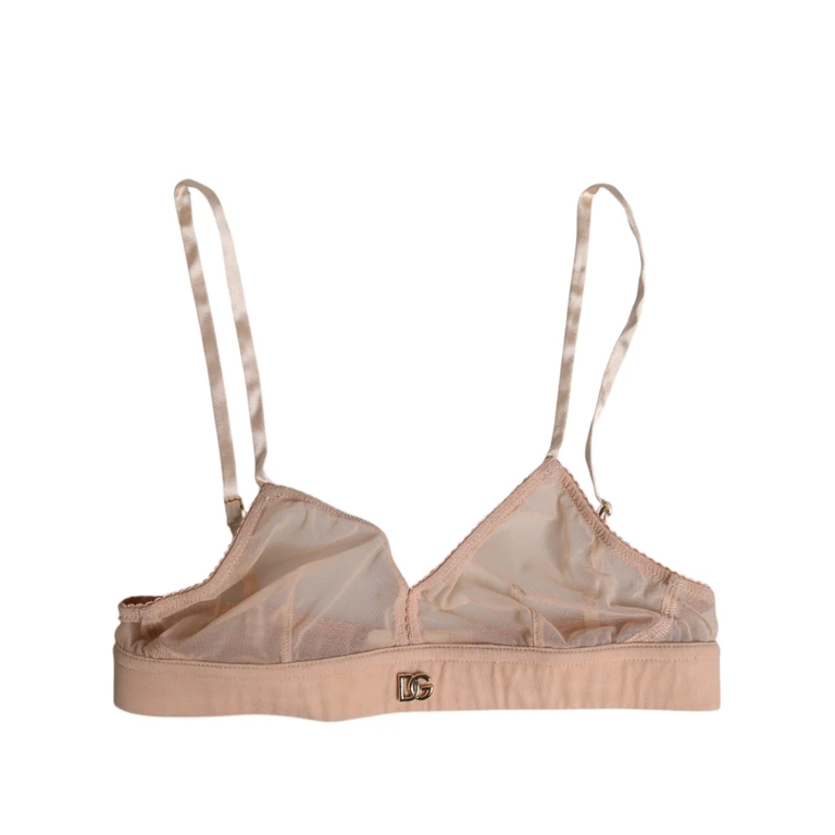 Dolce & Gabbana Powder Pink Nylon Dg Logo Non Wire Bra Underwear Elastane Clothing - Women