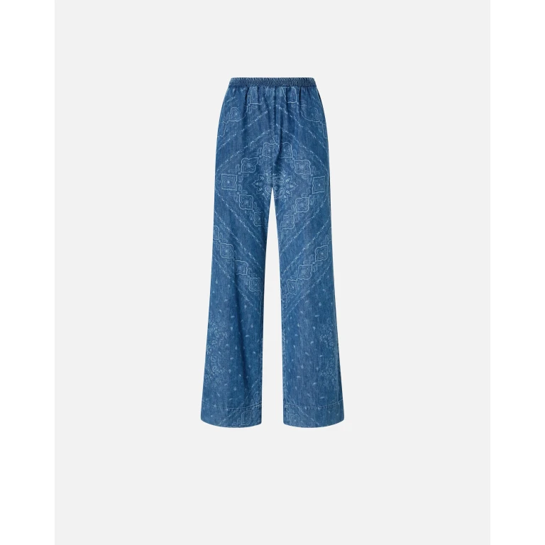 Pinko - Pantalon large en denim léger à imprimé bandana - 42
