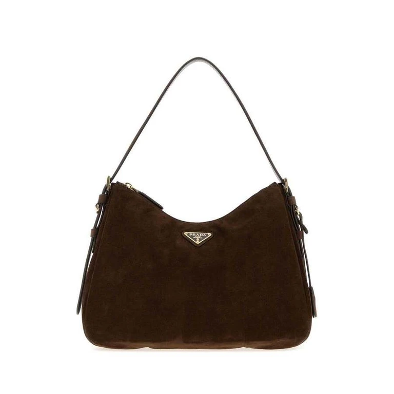Dark Brown Suede Shoulder Bag Moro Borse A Mano