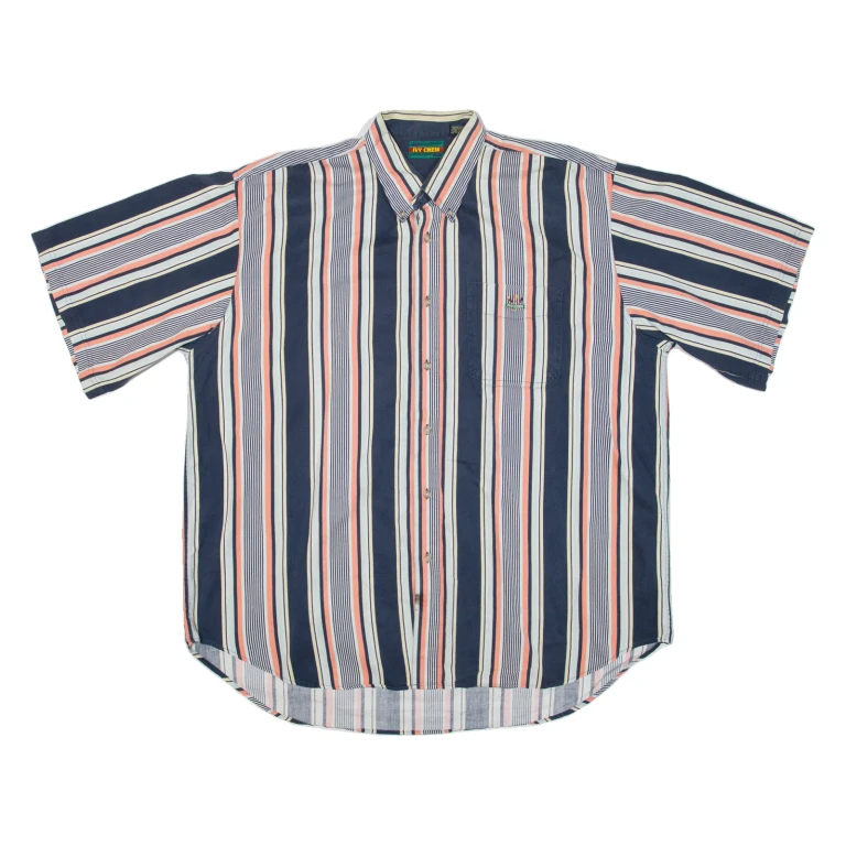 IVY CREW Mens Shirt Blue Striped 2XL