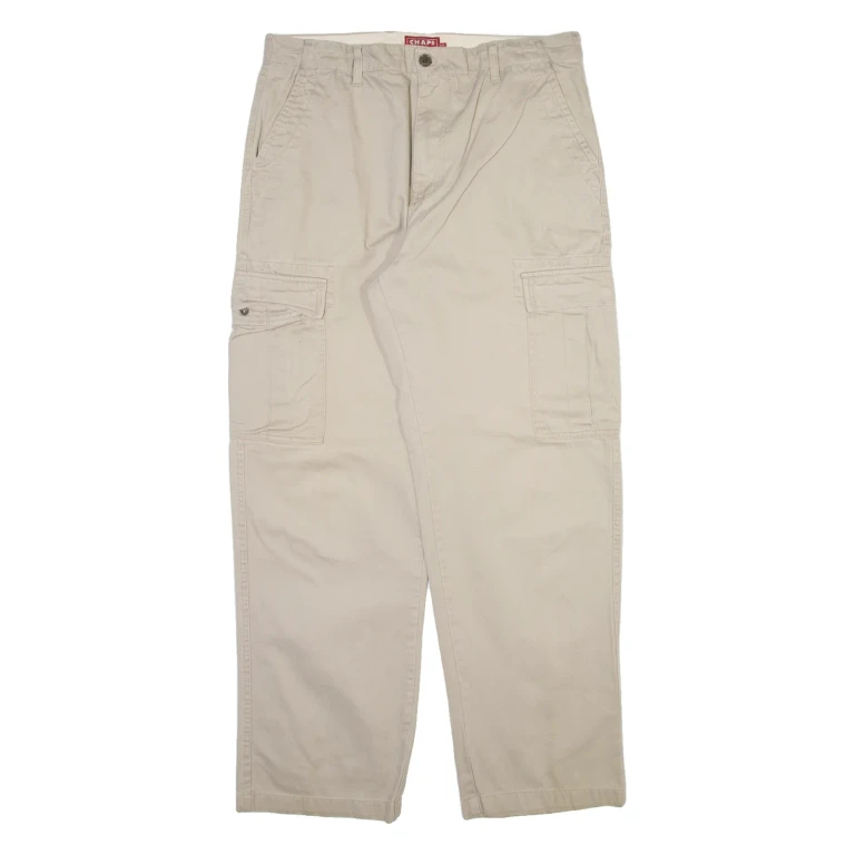 CHAPS Cargo Mens Trousers Beige Relaxed Straight W34 L32