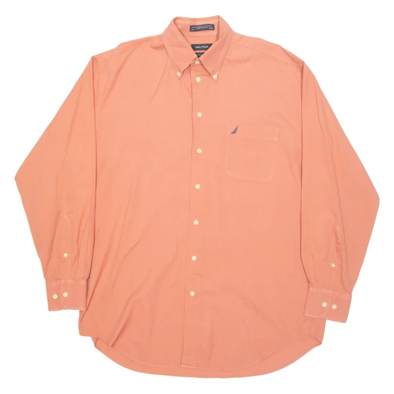 NAUTICA Oxford Mens Plain Shirt Pink Long Sleeve 2XL