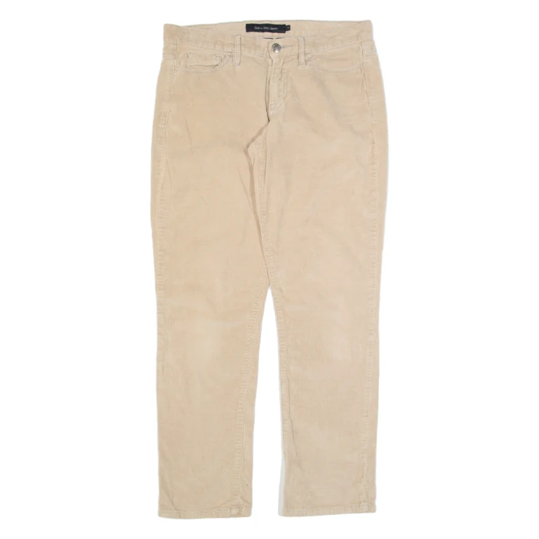 CALVIN KLEIN JEANS Womens Corduroy Trousers Brown Slim Straight W30 L28