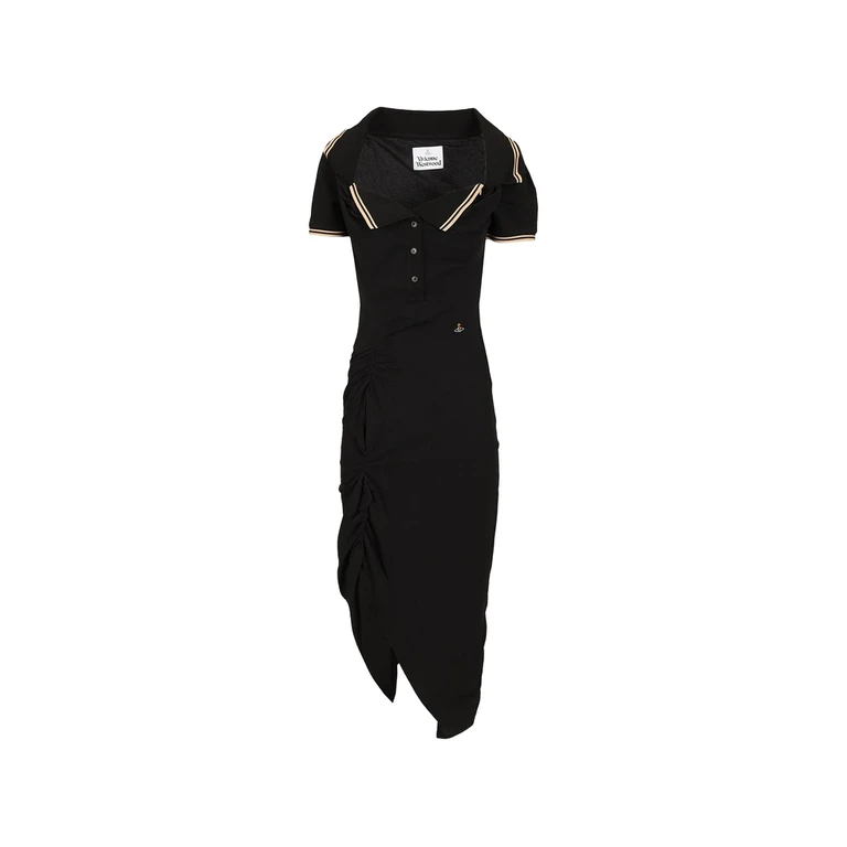 Long Monday Pulling Polo-collar Midi Dress